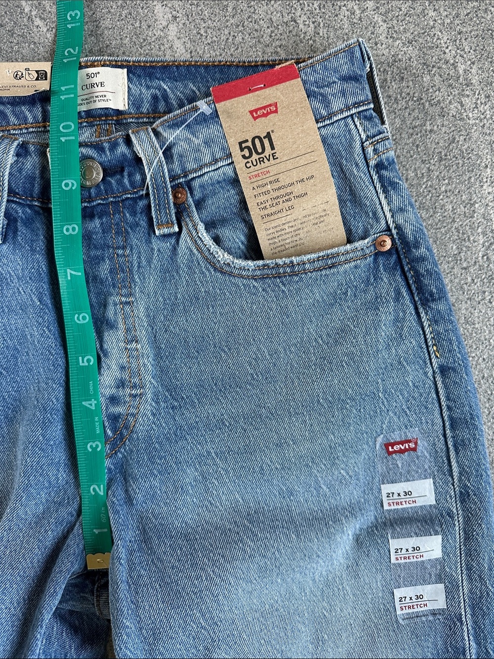 NWT Levi’s 501 Curve Jeans 27x30 High Rise Straight Leg Button Fly Stretch Denim - Picture 12 of 14